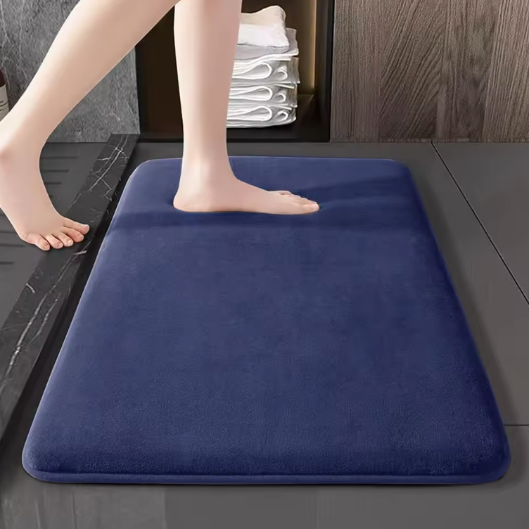 Tapis de Bain en Velours Corail | Mousse à Mémoire de Forme Ultra-Confort