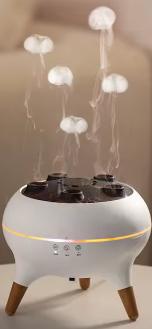 Diffuseur d’Huiles Essentielles “Méduse Dansante” | Humidificateur d’Air & Veilleuse 7 Couleurs avec Télécommande