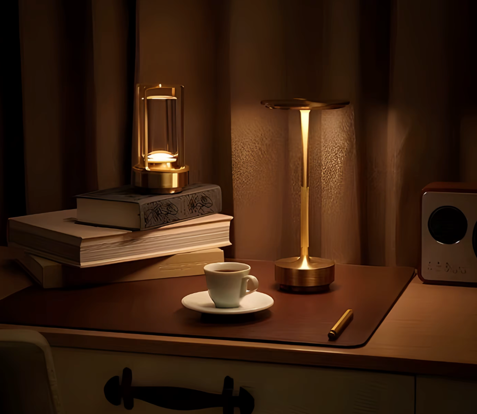 Lampe de Table LED Tactile Sans Fil | Rechargeable USB-C | Design Élégant Métal & Acrylique