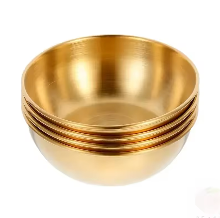 Petits Plats à Sauce Dorés en Acier Inoxydable | Ensemble 4 Coupelles d’Assaisonnement