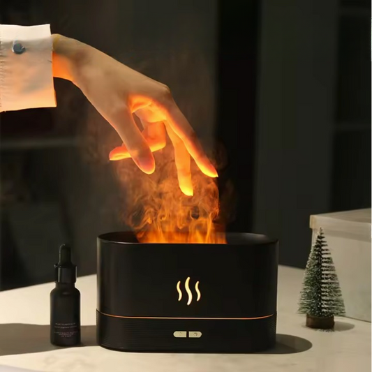 Diffuseur d'Arôme & Humidificateur Ultrasonique | Effet Flamme LED Ambiance