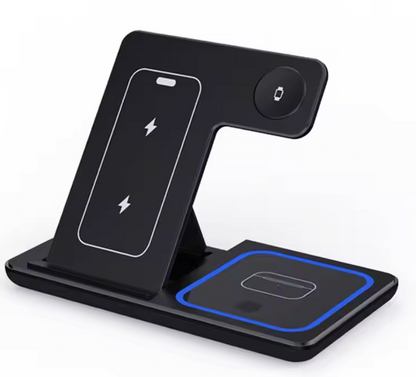 Station de Charge Sans Fil 3-en-1 | Charge Rapide & Sécurisée