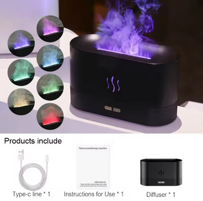 Diffuseur d'Arôme & Humidificateur Ultrasonique | Effet Flamme LED Ambiance