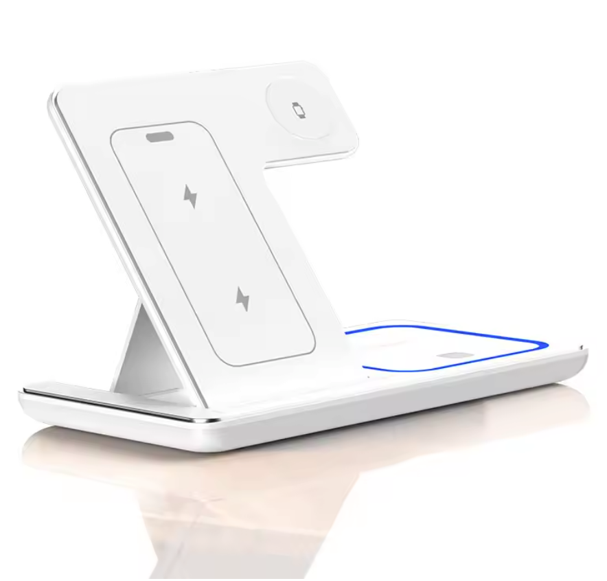 Station de Charge Sans Fil 3-en-1 | Charge Rapide & Sécurisée