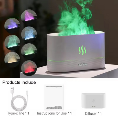 Diffuseur d'Arôme & Humidificateur Ultrasonique | Effet Flamme LED Ambiance