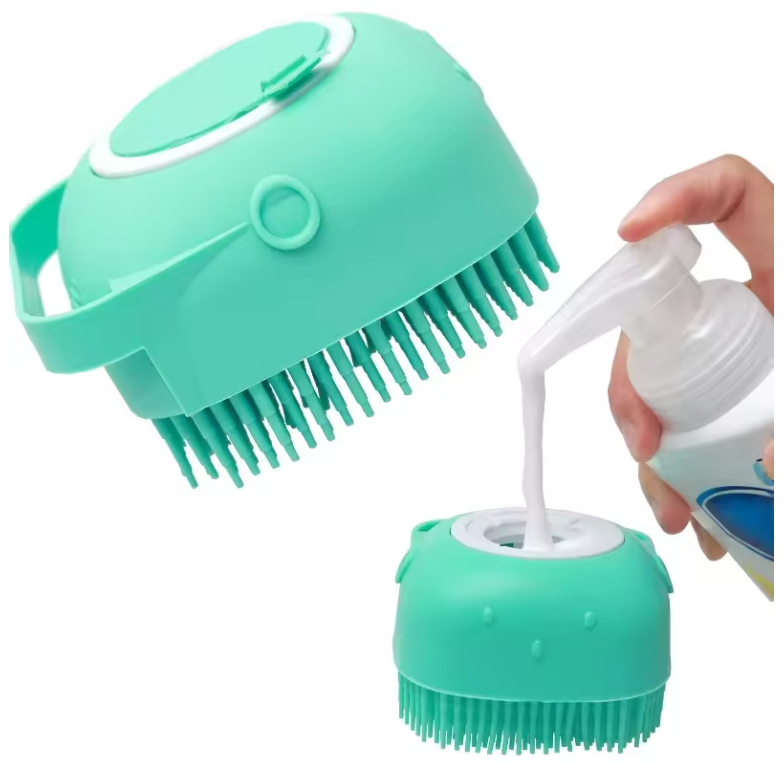 Brosse à Shampoing pour Chien & Chat | Distributeur de Savon & Massage en Silicone