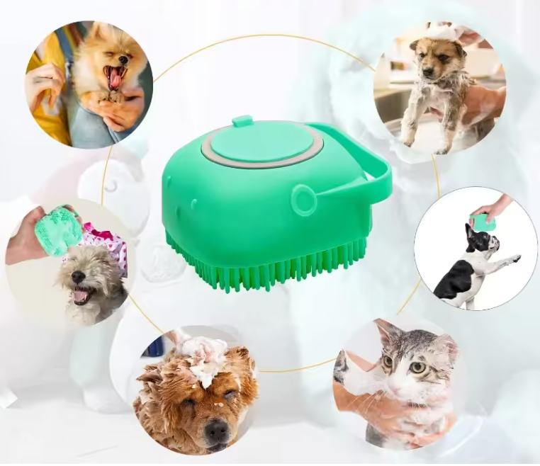 Brosse à Shampoing pour Chien & Chat | Distributeur de Savon & Massage en Silicone