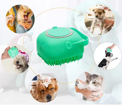 Brosse à Shampoing pour Chien & Chat | Distributeur de Savon & Massage en Silicone