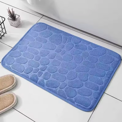 Tapis de Bain en Velours Gaufré | Effet Galets Ultra-Doux 40×60 cm