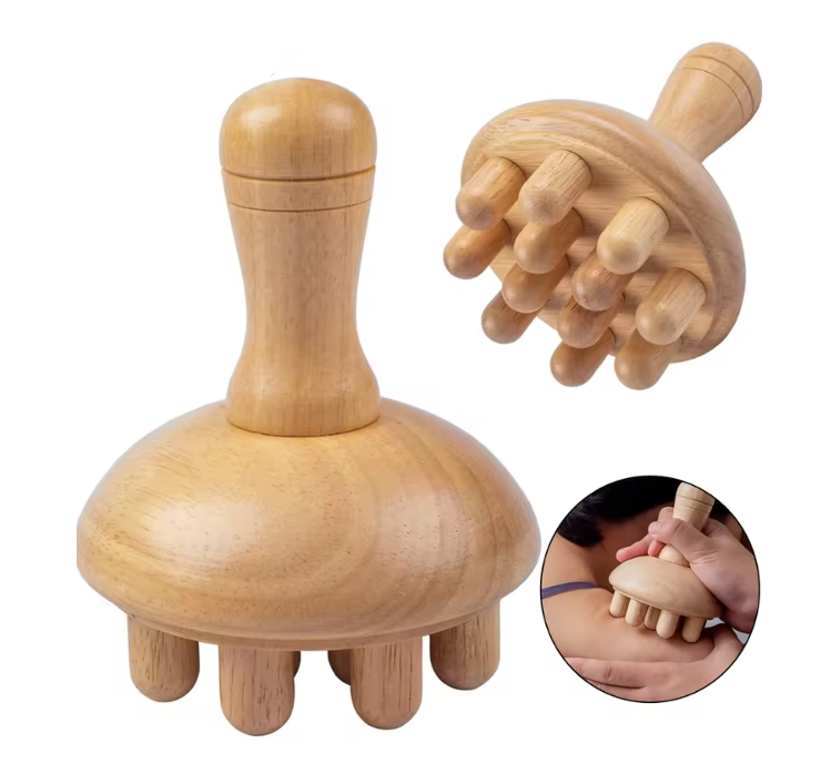 Masseur en Bois en Forme de Champignon | Anti-Cellulite & Drainage Lymphatique Naturel