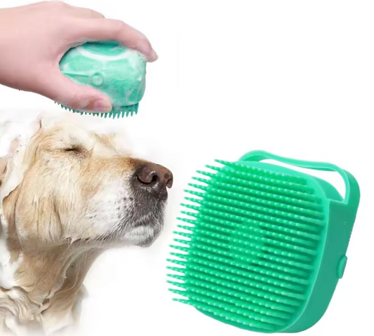 Brosse à Shampoing pour Chien & Chat | Distributeur de Savon & Massage en Silicone