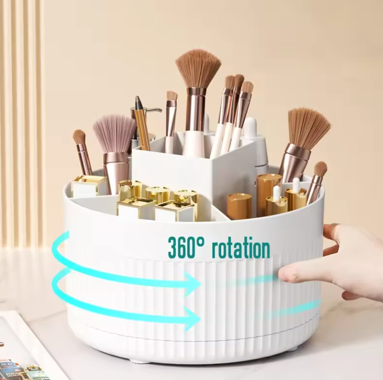 Organisateur de Maquillage Rotatif 360° | Pinceaux, Cosmétiques & Bijoux
