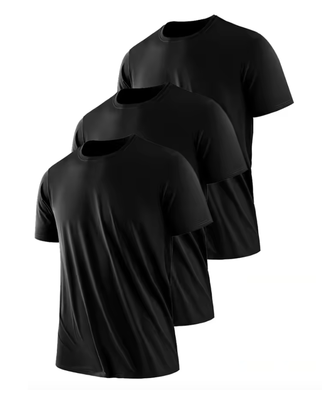 Lot de 3 T-shirts Homme Col Rond | Ultra-Léger, Respirant & Séchage Rapide