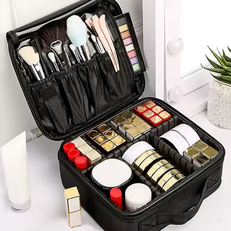 Trousse de Maquillage de Voyage Étanche | Grande Capacité & Compartiments Amovibles