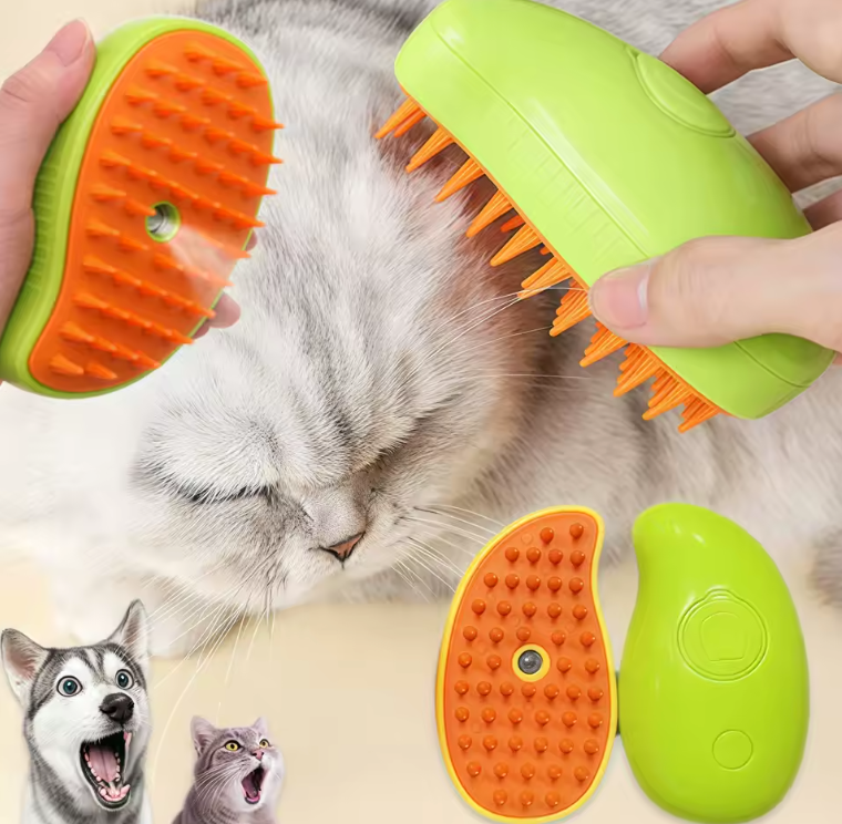 Brosse Vapeur Électrique 3-en-1 pour Animaux | Toilettage, Massage & Nettoyage