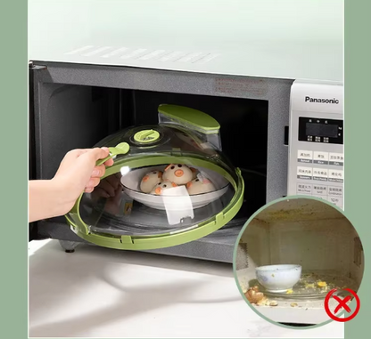 Couvercle Micro-Ondes avec Réservoir d’Eau | Cloche Anti-Éclaboussures & Cuiseur Vapeur