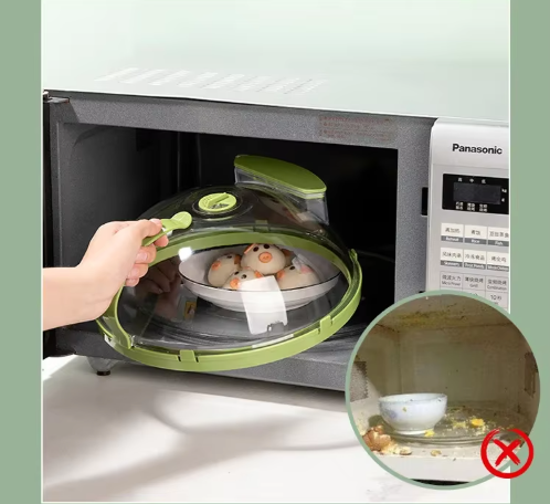 Couvercle Micro-Ondes avec Réservoir d’Eau | Cloche Anti-Éclaboussures & Cuiseur Vapeur