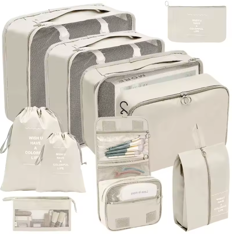 Ensemble Organisateur de Voyage 9-en-1 | Sacs de Rangement & Cubes d’Emballage Valise