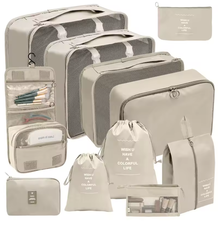 Ensemble Organisateur de Voyage 9-en-1 | Sacs de Rangement & Cubes d’Emballage Valise