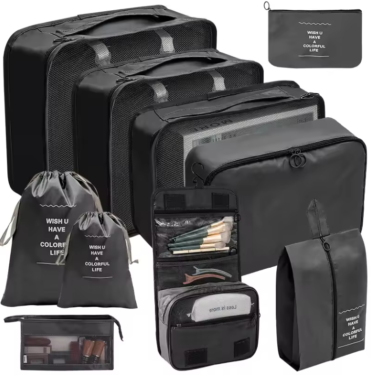 Ensemble Organisateur de Voyage 9-en-1 | Sacs de Rangement & Cubes d’Emballage Valise