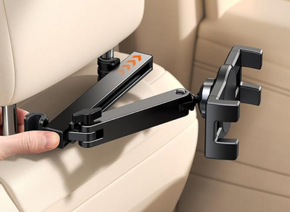 Support Tablette Voiture Appui-Tête | Rotation 360° & Bras Extensible Aluminium