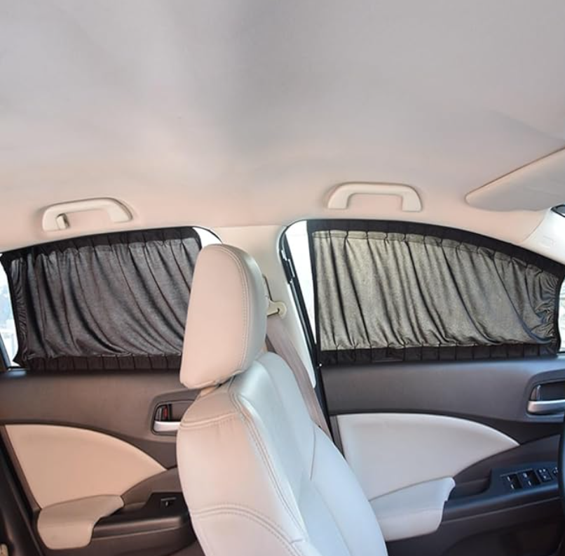 Rideaux Pare-Soleil Arrière Voiture Universels (Lot de 2) | Protection UV & Isolation Thermique