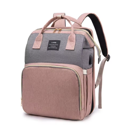 Sac à Dos à Langer Multifonction 3-en-1 | Lit Bébé Pliable, Grande Capacité & Design Élégant