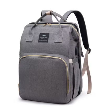 Sac à Dos à Langer Multifonction 3-en-1 | Lit Bébé Pliable, Grande Capacité & Design Élégant