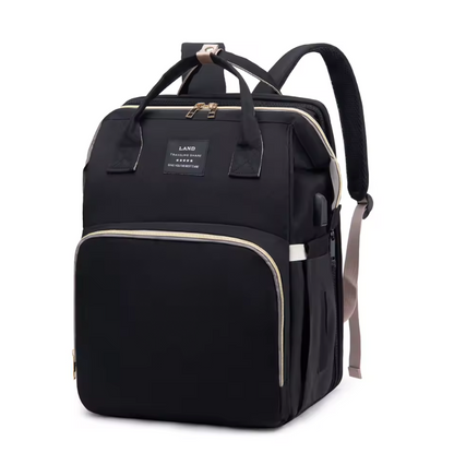 Sac à Dos à Langer Multifonction 3-en-1 | Lit Bébé Pliable, Grande Capacité & Design Élégant