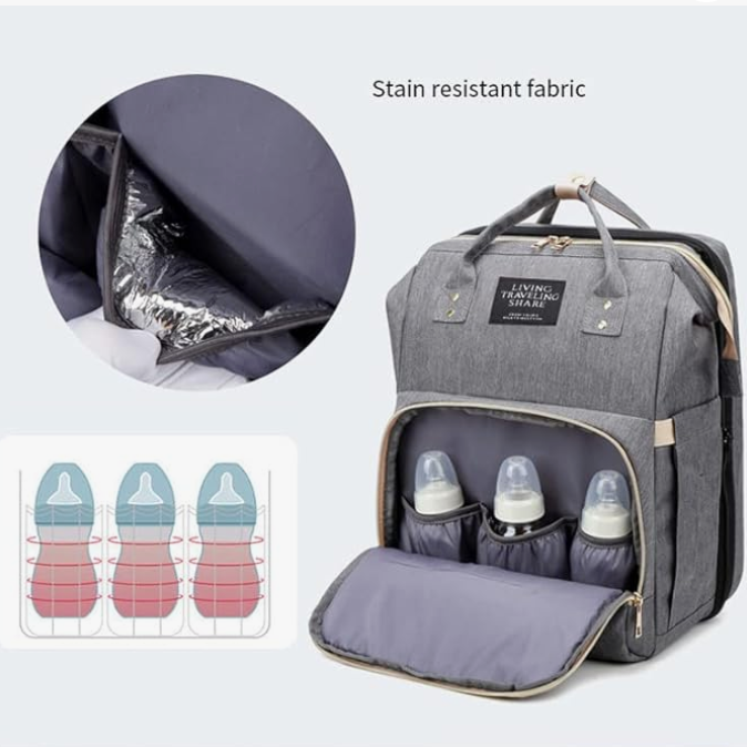 Sac à Dos à Langer Multifonction 3-en-1 | Lit Bébé Pliable, Grande Capacité & Design Élégant
