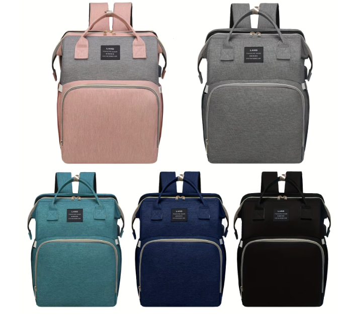 Sac à Dos à Langer Multifonction 3-en-1 | Lit Bébé Pliable, Grande Capacité & Design Élégant