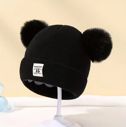 Bonnet Bébé Tricoté avec Pompon | Chapeau d’Hiver Chaud pour Garçon & Fille (0 à 3 ans)
