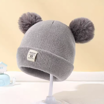 Bonnet Bébé Tricoté avec Pompon | Chapeau d’Hiver Chaud pour Garçon & Fille (0 à 3 ans)