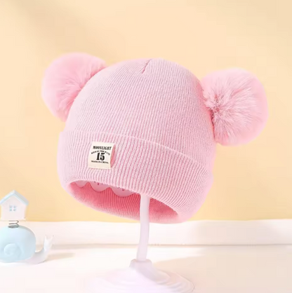 Bonnet Bébé Tricoté avec Pompon | Chapeau d’Hiver Chaud pour Garçon & Fille (0 à 3 ans)