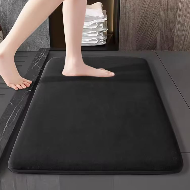 Tapis de Bain en Velours Corail | Mousse à Mémoire de Forme Ultra-Confort