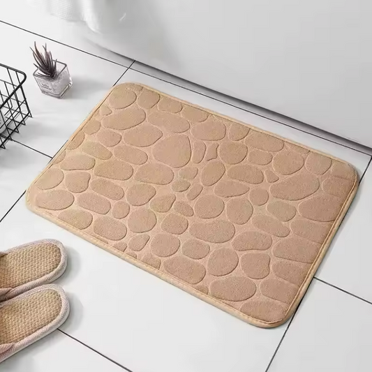 Tapis de Bain en Velours Gaufré | Effet Galets Ultra-Doux 40×60 cm