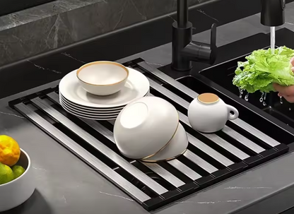 Égouttoir d’Évier Pliable Inox 304 | Support Rétractable Multifonction & Design Compact