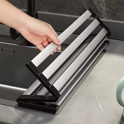 Égouttoir d’Évier Pliable Inox 304 | Support Rétractable Multifonction & Design Compact
