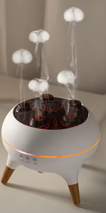 Diffuseur d’Huiles Essentielles “Méduse Dansante” | Humidificateur d’Air & Veilleuse 7 Couleurs avec Télécommande
