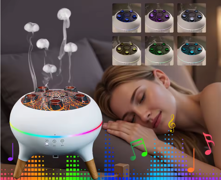 Diffuseur d’Huiles Essentielles “Méduse Dansante” | Humidificateur d’Air & Veilleuse 7 Couleurs avec Télécommande