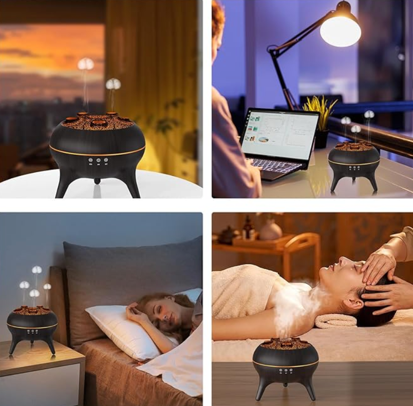 Diffuseur d’Huiles Essentielles “Méduse Dansante” | Humidificateur d’Air & Veilleuse 7 Couleurs avec Télécommande