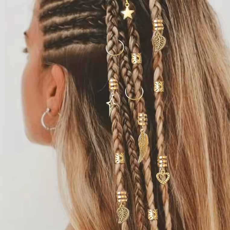 Anneaux de Tresse & Bijoux de Cheveux | Accessoires Dreadlocks & Tresses Bohèmes pour Femmes & Filles (45 pcs)