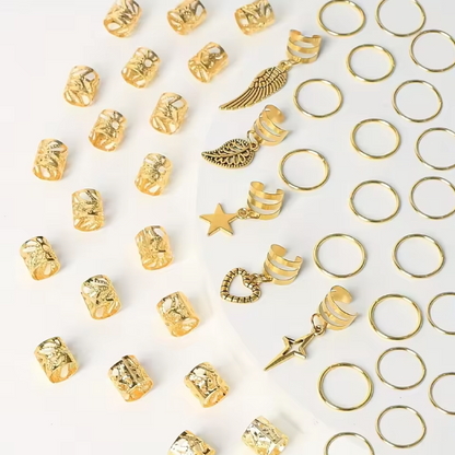 Anneaux de Tresse & Bijoux de Cheveux | Accessoires Dreadlocks & Tresses Bohèmes pour Femmes & Filles (45 pcs)