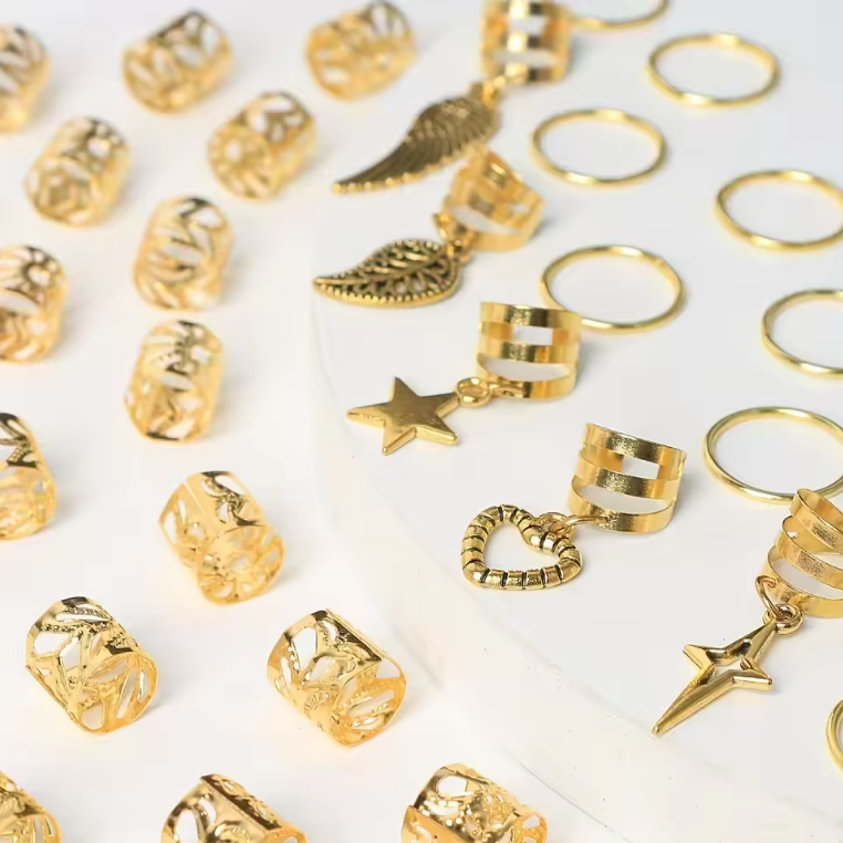 Anneaux de Tresse & Bijoux de Cheveux | Accessoires Dreadlocks & Tresses Bohèmes pour Femmes & Filles (45 pcs)