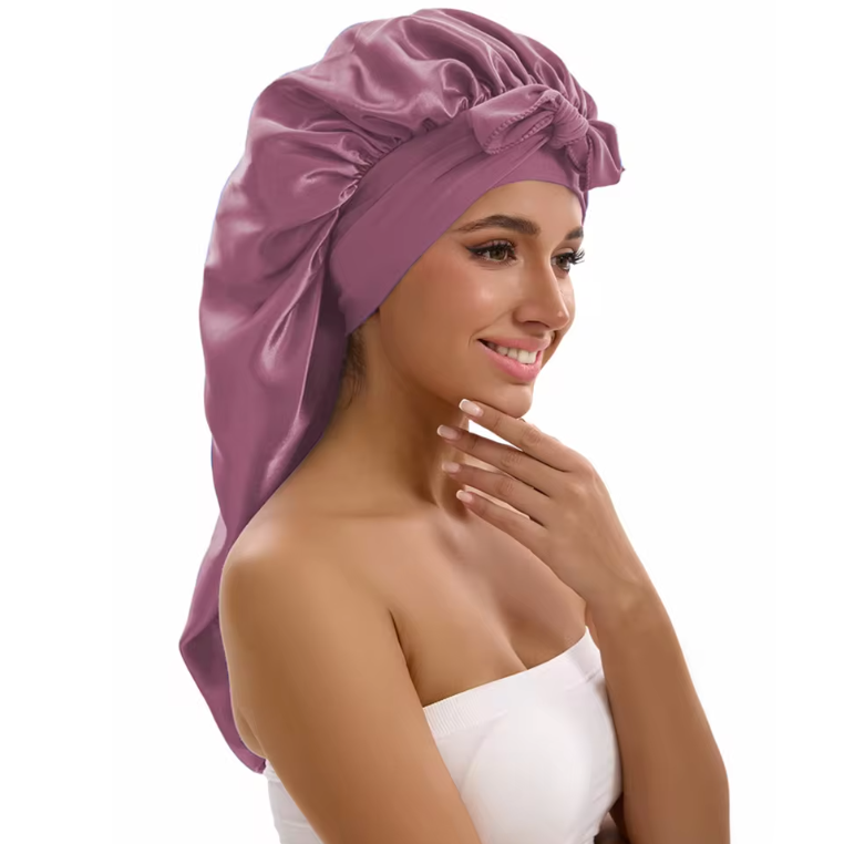 Bonnet Satin Nuit Cheveux Longs | Réglable avec Rubans Longs | Protection Soie & Coiffures XXL