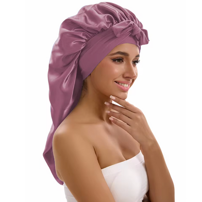 Bonnet Satin Nuit Cheveux Longs | Réglable avec Rubans Longs | Protection Soie & Coiffures XXL