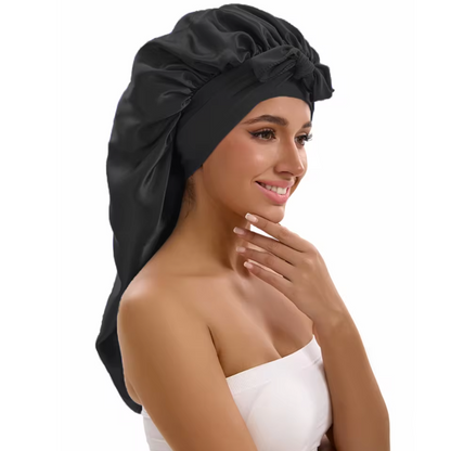 Bonnet Satin Nuit Cheveux Longs | Réglable avec Rubans Longs | Protection Soie & Coiffures XXL