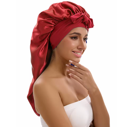Bonnet Satin Nuit Cheveux Longs | Réglable avec Rubans Longs | Protection Soie & Coiffures XXL