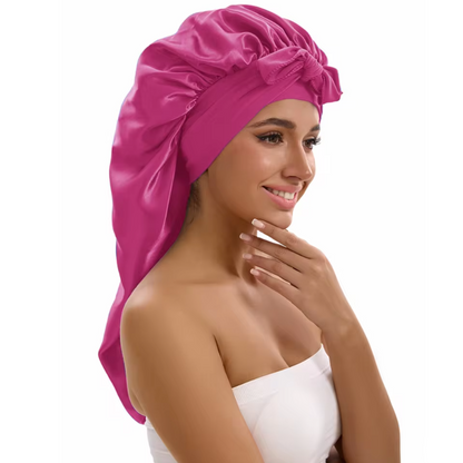 Bonnet Satin Nuit Cheveux Longs | Réglable avec Rubans Longs | Protection Soie & Coiffures XXL