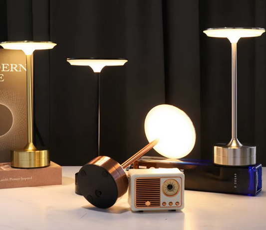Lampe de Table LED Tactile Sans Fil | Rechargeable USB-C | Design Élégant Métal & Acrylique